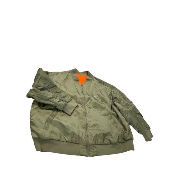 Nike Mens Olive Green orange reversible Bomber Jacket SZ 1X SKU 9377 - Picture 1 of 16